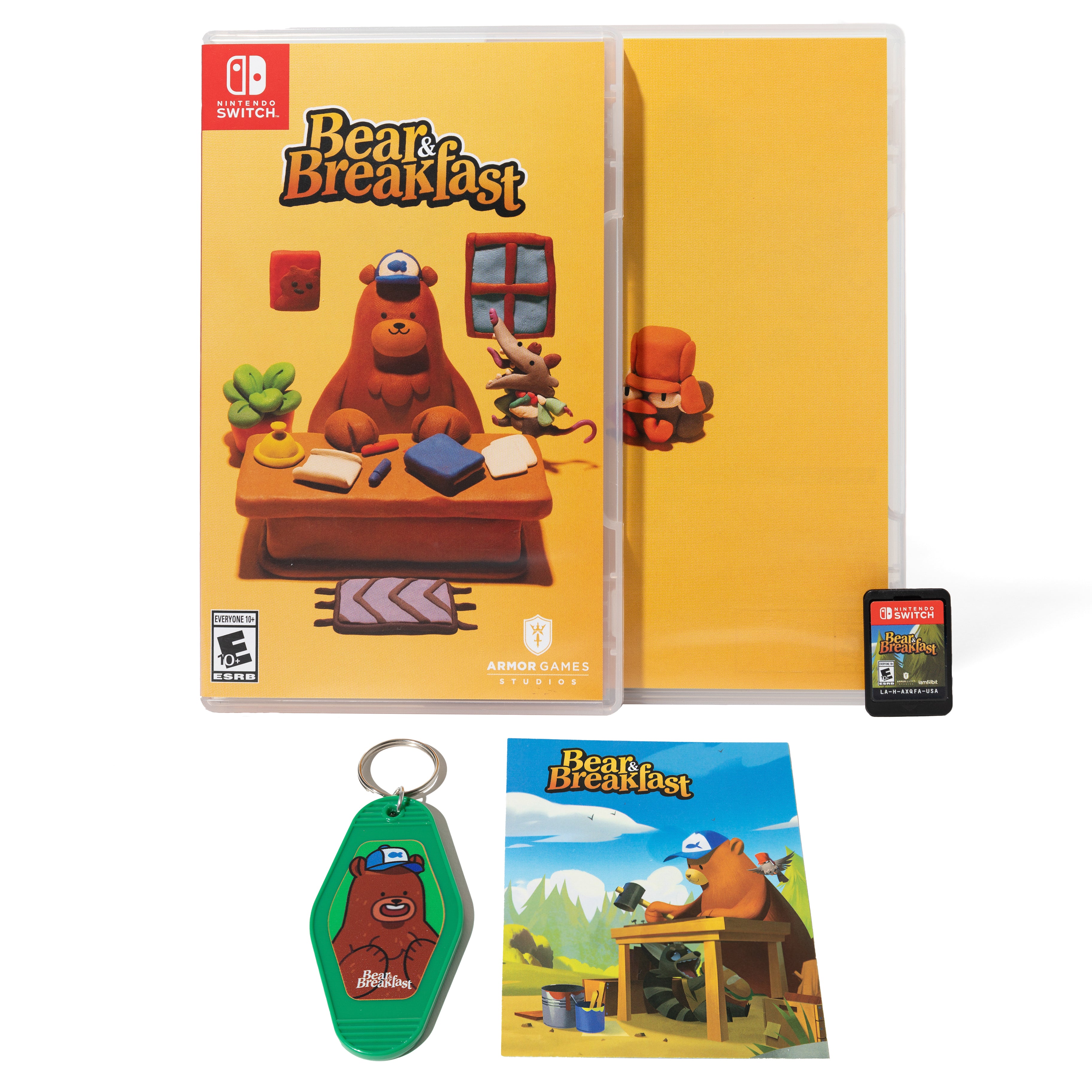 Bear and Breakfast Nintendo Switch, Reversible Cover Sheet, Cartridge, Keychain, and Art Card