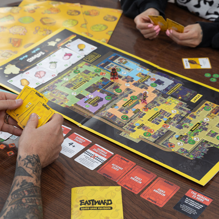 Eastward 2xLP Vinyl Soundtrack (Limited Edition Board Game), Game Board, Game Cards, Game Tokens, Game Manual, and Vinyl Sleeves