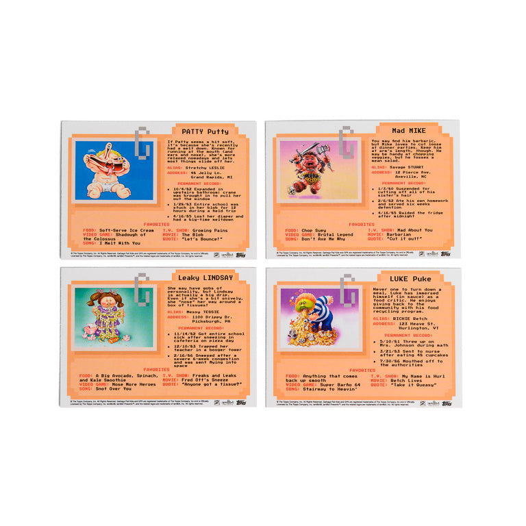 Garbage Pail Kids: Mad Mike and the Quest for Stale Gum  - Pixel Art GPK Cards