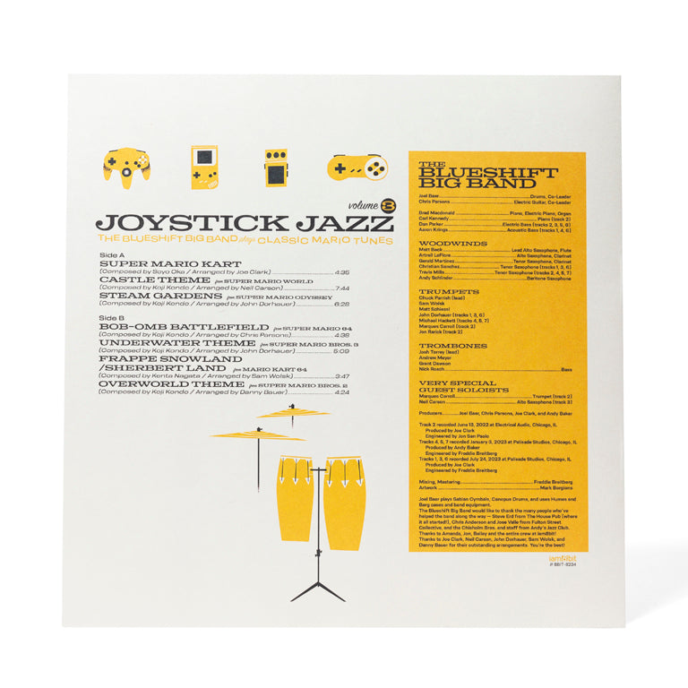 Joystick Jazz: The Blueshift Big Band Plays Classic Mario Tunes (Vol. 3) Vinyl Soundtrack (Back)