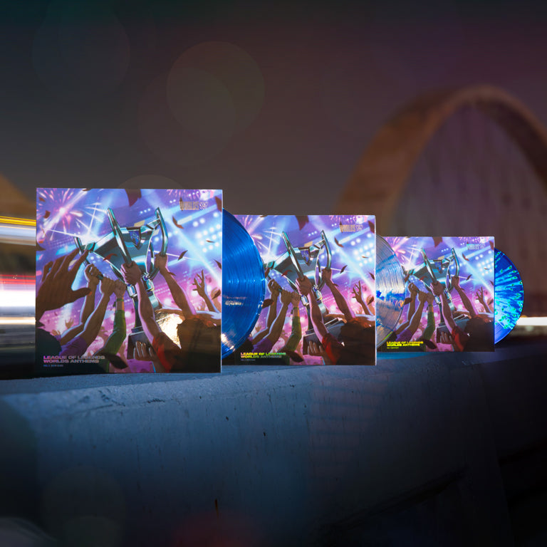 League of Legends Worlds Anthems Vol 1: 2014-2023 1xLP Worlds Blue, Clear with Worlds Blue Smoke (iam8bit exclusive), and  (Spotify Fans First Exclusive) Discs