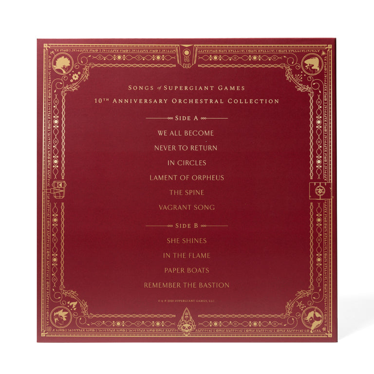 The Songs of Supergiant Games: 10th Anniversary Orchestral Collection Vinyl Soundtrack Back of Jacket