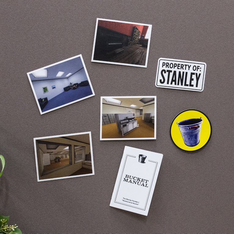 The Stanley Parable: Ultra Deluxe (iam8bit Collector's Edition) Bucket Sticker, Stanley Sticker, Bucket Manual and Art Cards