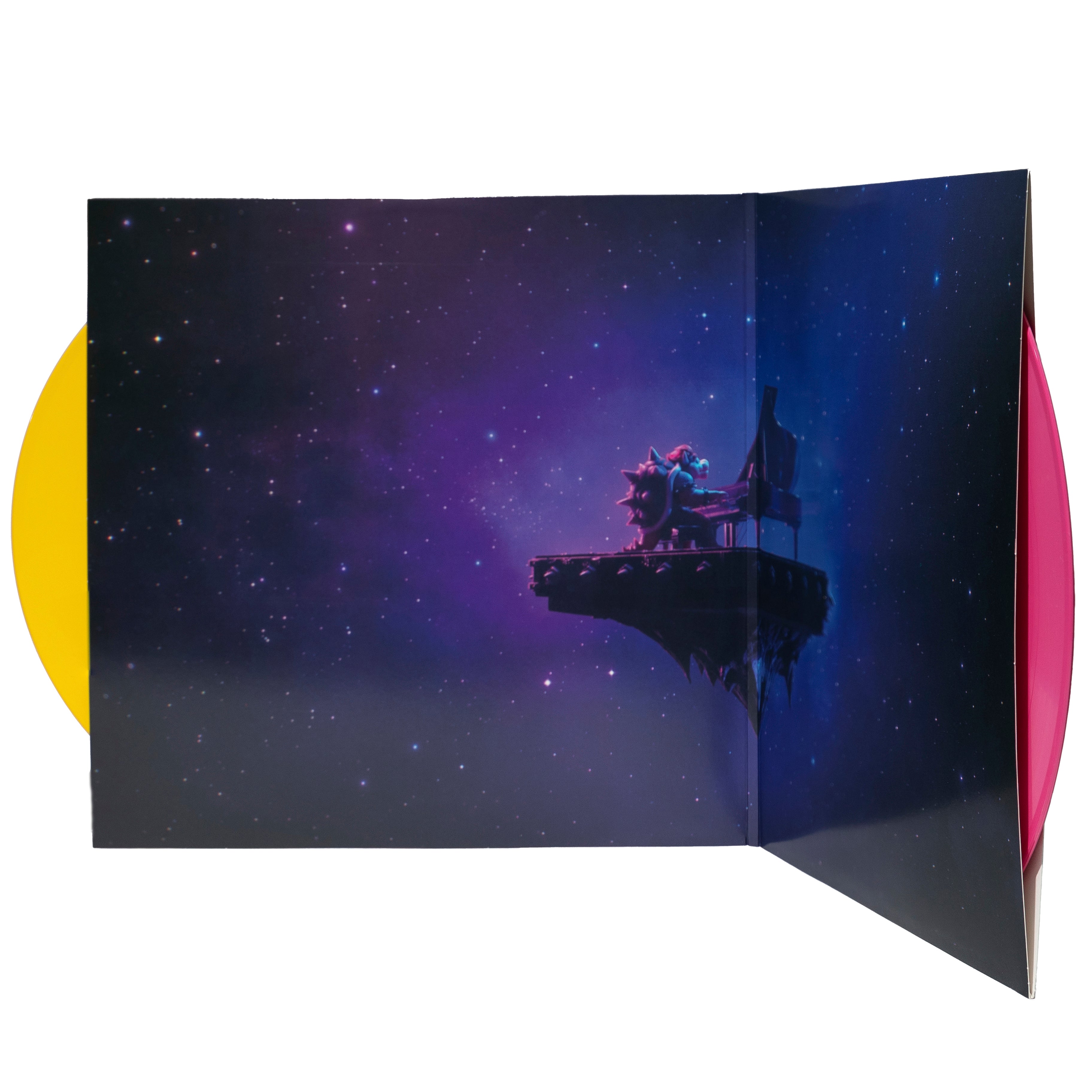 The Super Mario Bros. Movie 2xLP - Pink and Yellow (iam8bit Exclusive) - Open Jacket with Discs