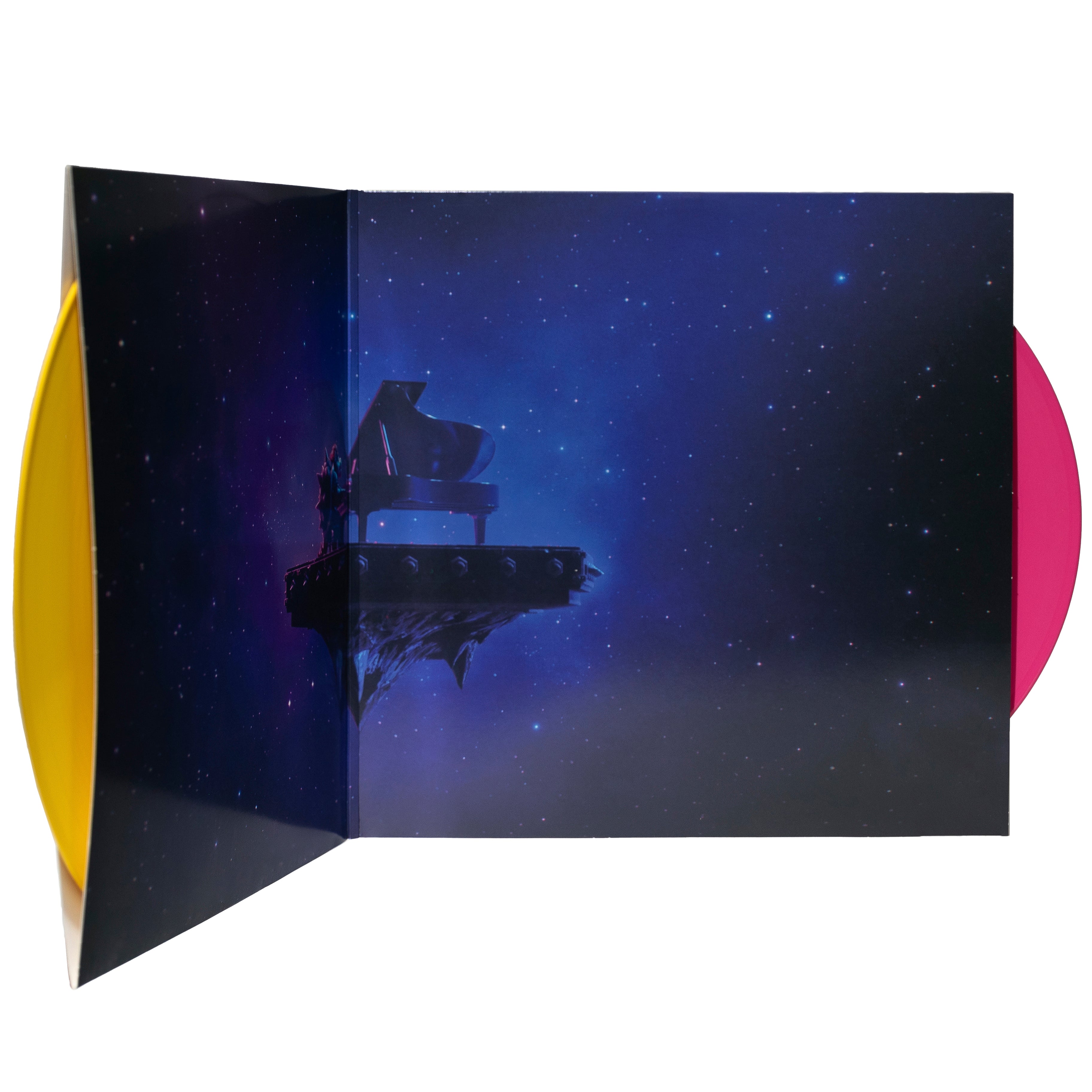 The Super Mario Bros. Movie 2xLP - Pink and Yellow (iam8bit Exclusive) - Open Jacket with Discs