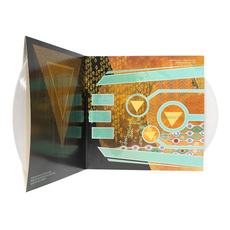 Transistor: Original Soundtrack 2xLP - iam8bit Exclusive Edition - 2xLP on Milky Clear  - inside of gatefold