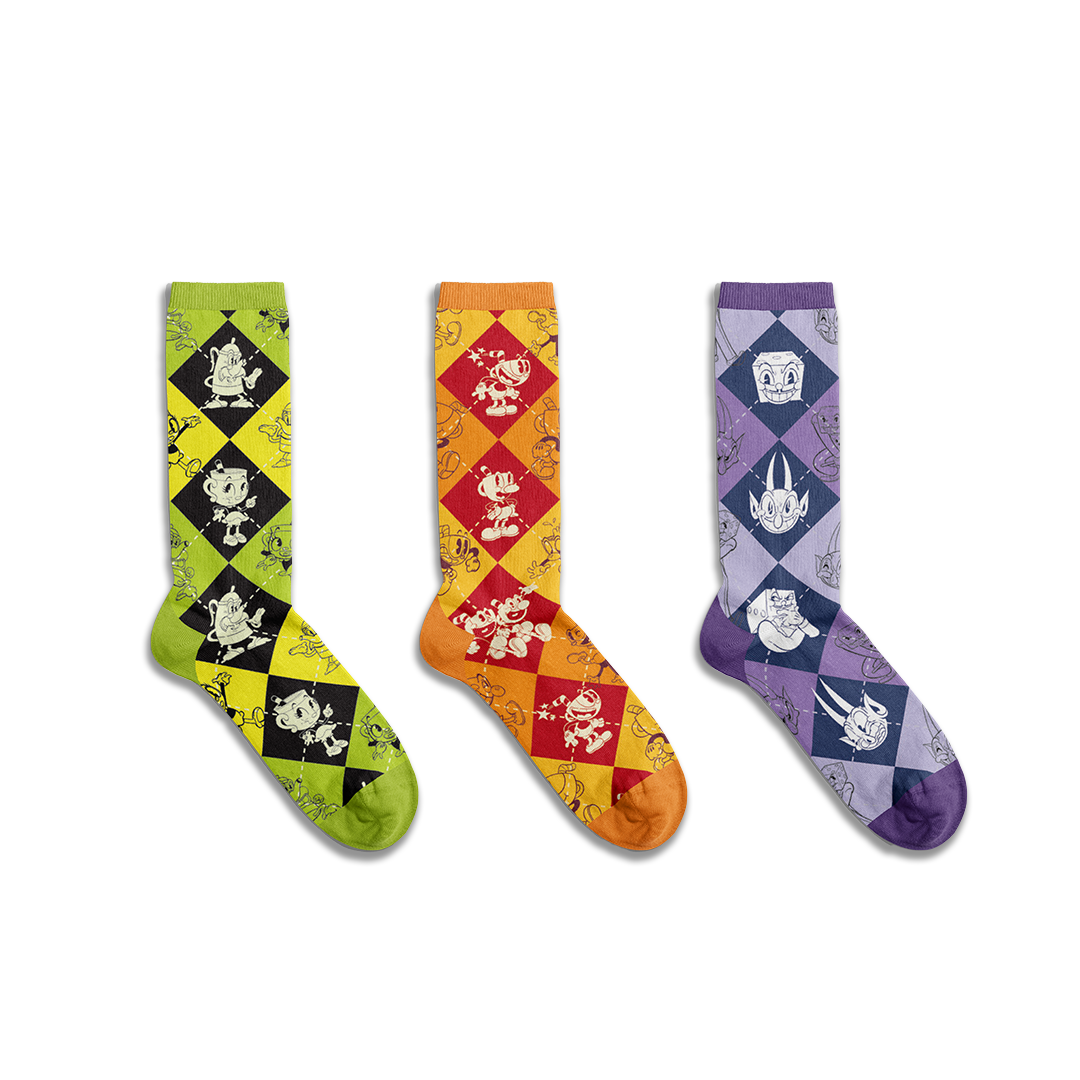 iam8bit | The Cuphead Show! Super Comfy Argyle Socks