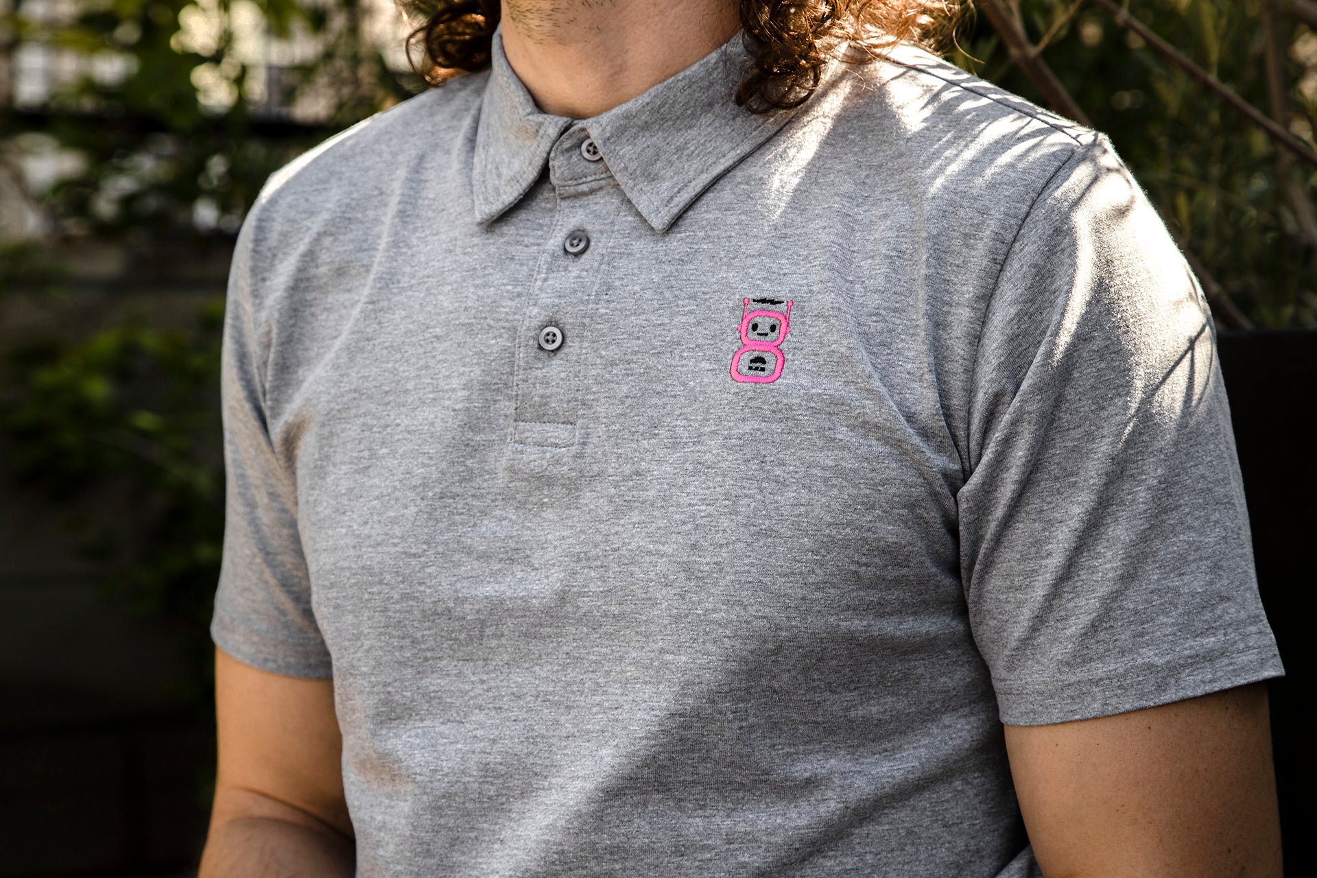 iam8bit Presents: iam8bot Embroidered Polos (Gray)