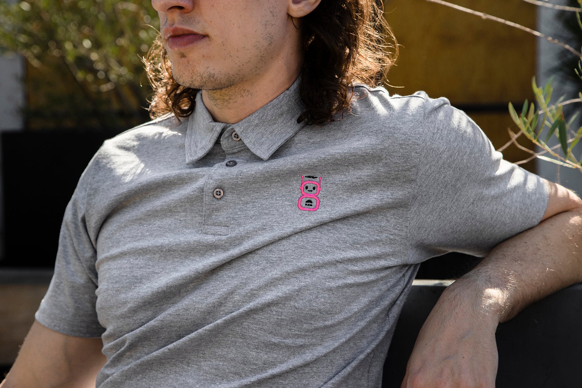iam8bit Presents: iam8bot Embroidered Polos (Gray)