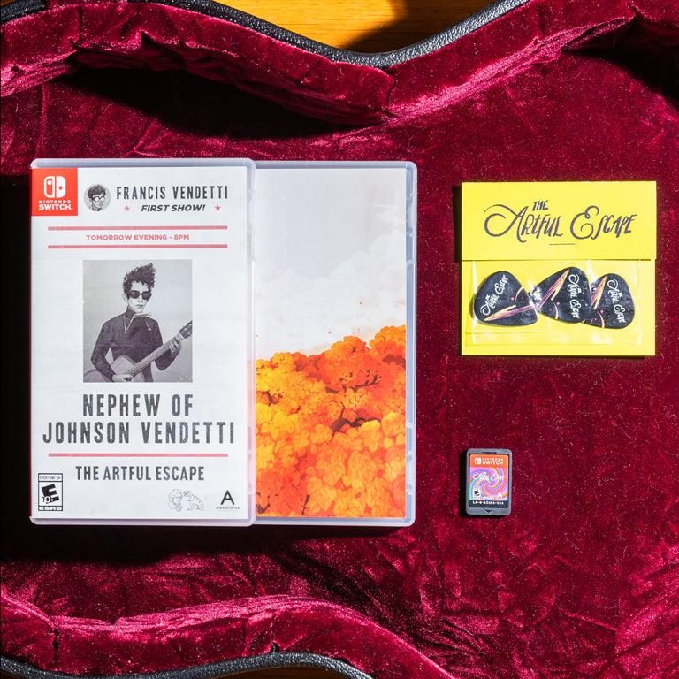 The Artful Escape (Nintendo Switch Exclusive Edition), Reversible Cover Sheet, Cartridge, and Guitar Pick 3 Pack