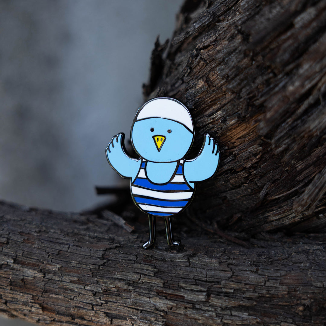 Blue Prince Swim Bird Pin