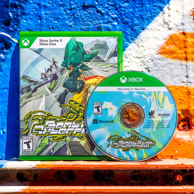 Bomb Rush Cyberfunk (Xbox Exclusive Edition) - Disc in front of Box