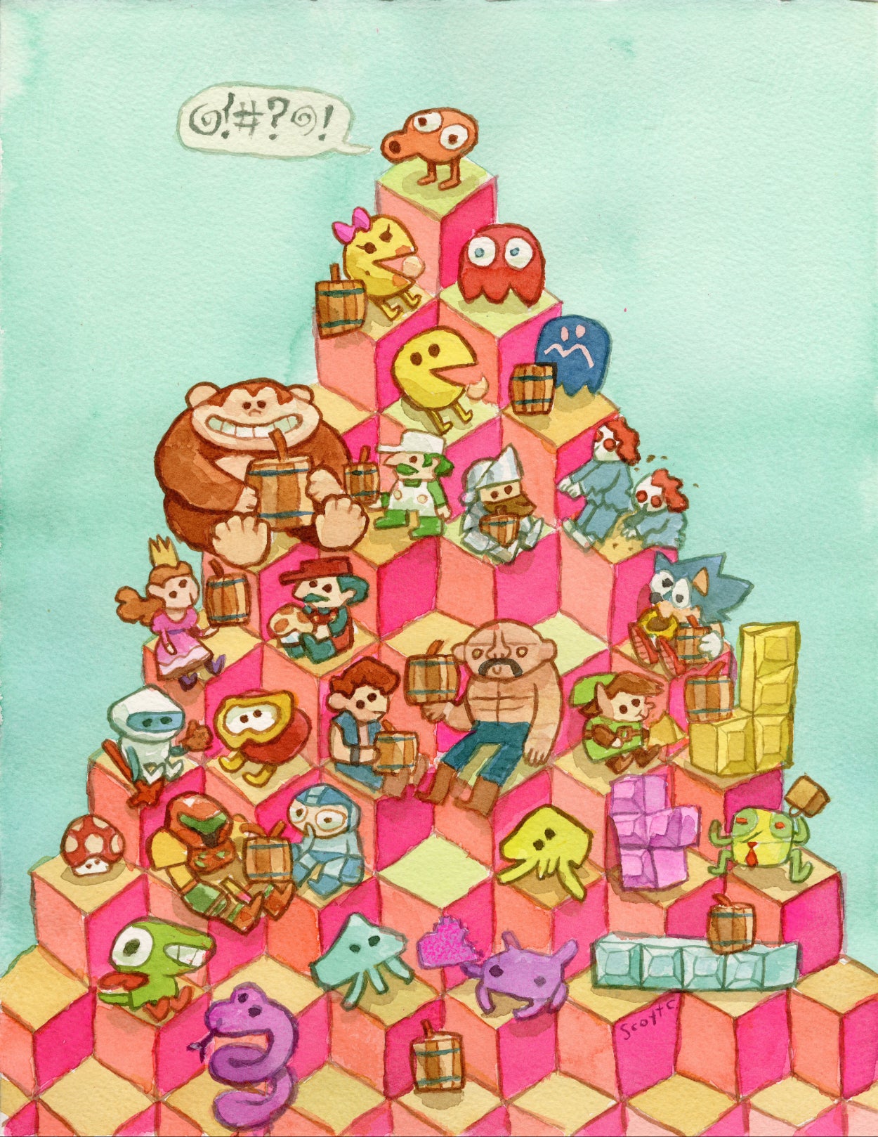 165 House Party at the Q*be’s by Scott C PRINT