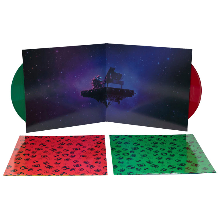 The Super Mario Bros. Movie 2xLP - Red and Green - Open Jacket Display With Discs and Sleeves