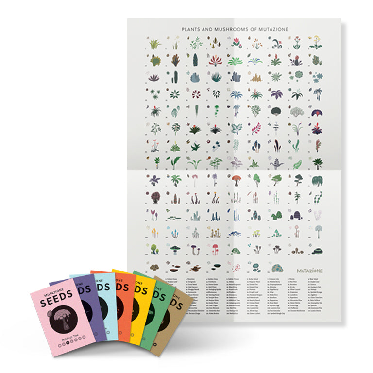 Mutazione poster and seed cards
