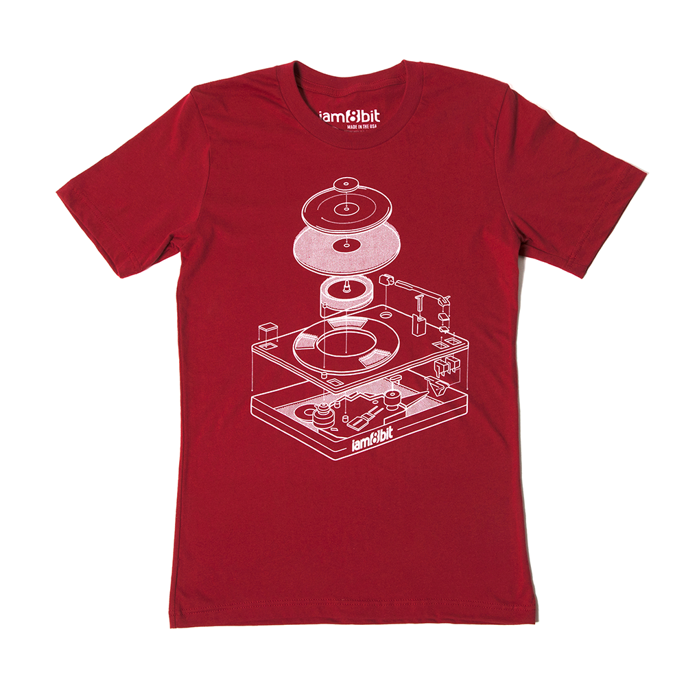 iam8bit Record Player Shirt cardinal